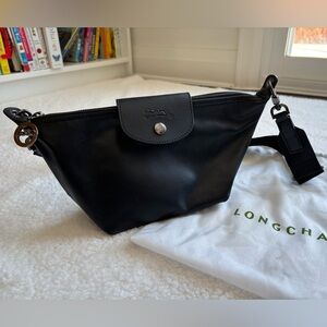 Longchamp XS Le Pliage Xtra Leather Crossbody Bag - Black